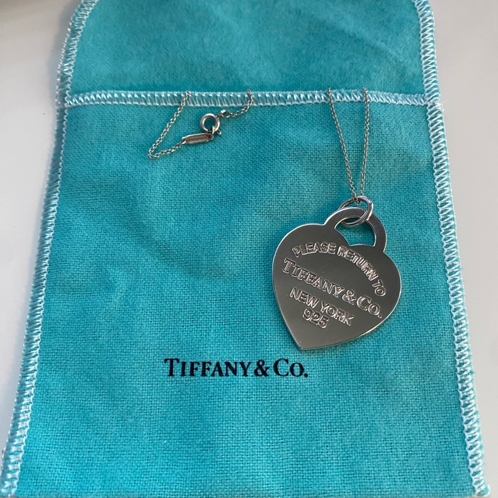 Tiffany & Co Large Heart Tag Charm & Chain 925 Sterling Silver